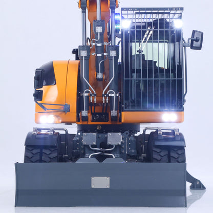 LR914 PRO MAX Metal 4WD 1/14 RC Hydraulic Wheeled Excavator 11-ways Valve Ready to Run Radio Controlled Digger PL18EV Lite Battery Light Sound System