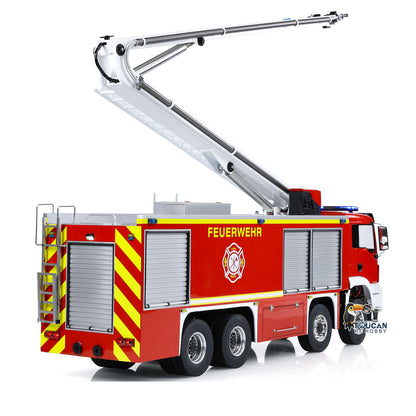 Camion de pompiers télécommandé MAN 8x4 à châssis métallique et tourelle extensible à grande portée à l'échelle 1/14