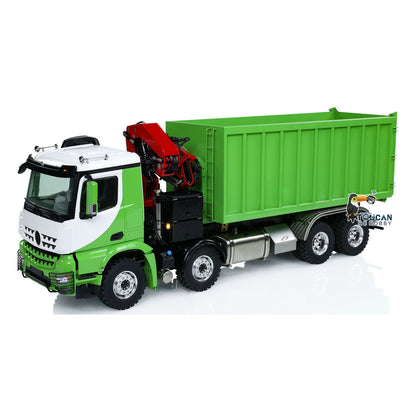 Metal LESU 1/14 RC Hydraulic Crane Dump Truck 8x8 RTR Car 3348 Dumper Waste Bin