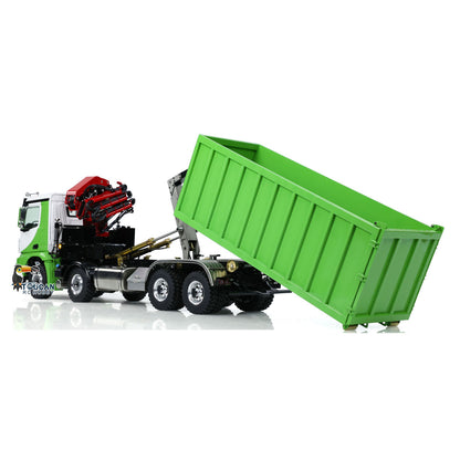 Metal LESU 1/14 RC Hydraulic Crane Dump Truck 8x8 RTR Car 3348 Dumper Waste Bin