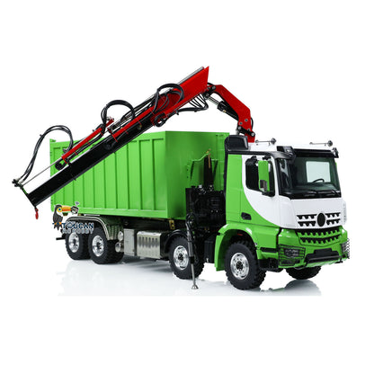 Metal LESU 1/14 RC Hydraulic Crane Dump Truck 8x8 RTR Car 3348 Dumper Waste Bin