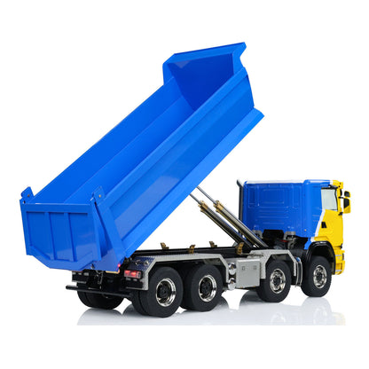 Metal 1/14 Hydraulic RC Dump Truck 8x8 Full Tipper Differential Lock Axles 3Speed Gearbox Wheel Hub Reduction Flysky Radio Construction Vehicle