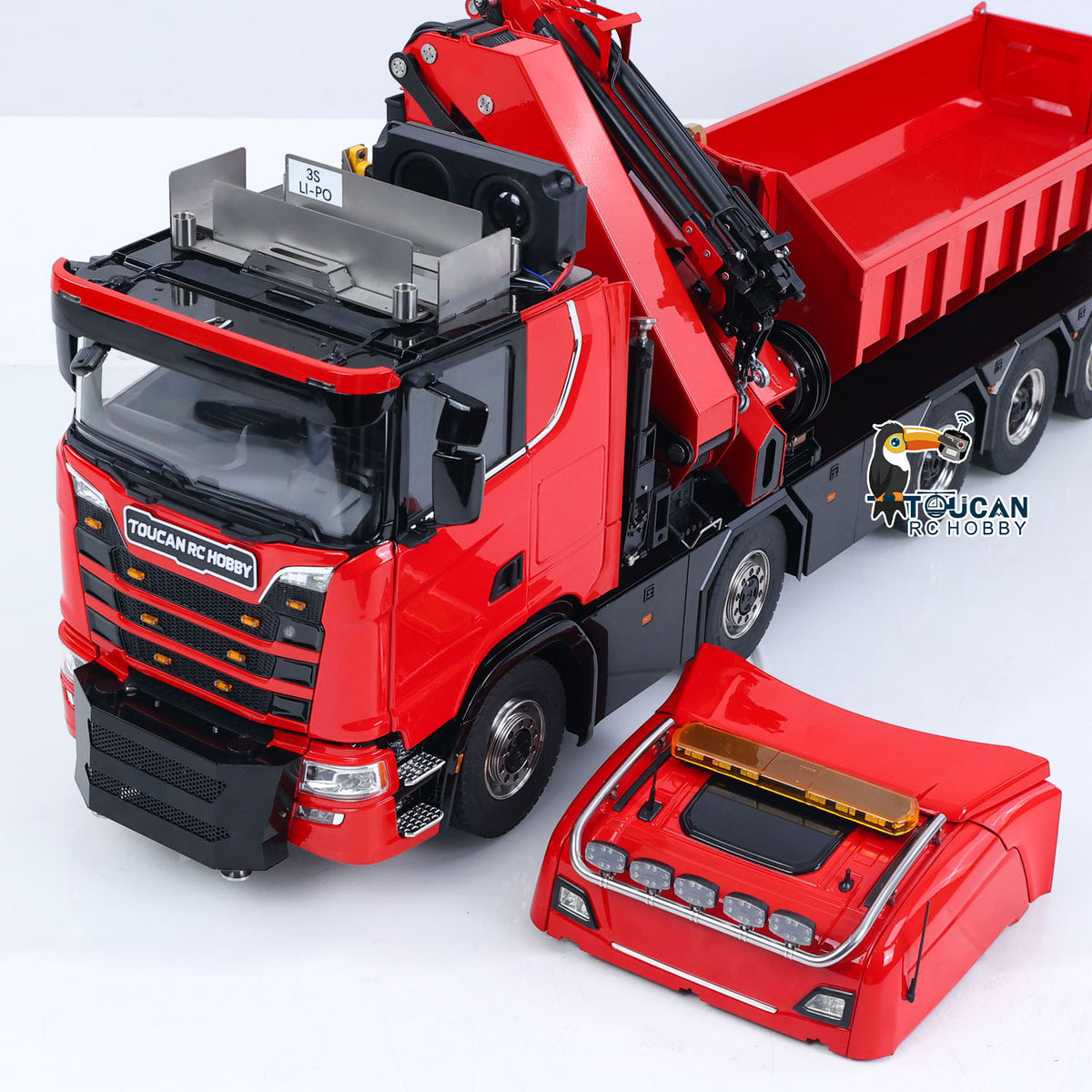 TOUCAN 1/14 RC Hydraulic Crane Truck 770S RTR 10X10 3Speed Metal Dumper Fly Jib Arm Rear Lift Steer Axle Wheel Reduction Diff Lock