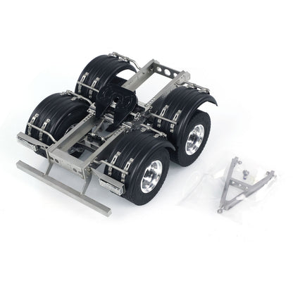 US STOCK 2 Axles 1/14 Metal Trailer with Fifth-wheel Traction for LESU RC Car Truck Model