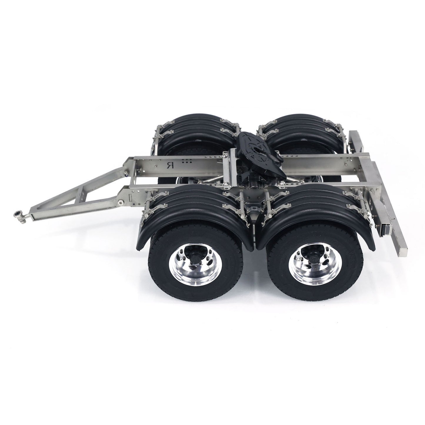 Fast Shipping 2 Axles 1/14 Metal Trailer with Fifth-wheel Traction for LESU RC Car Truck Model
