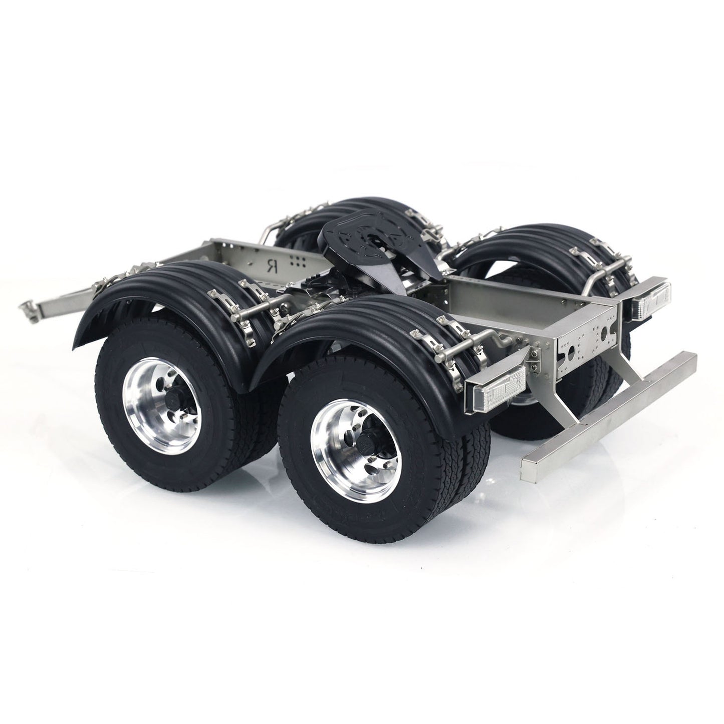 US STOCK 2 Axles 1/14 Metal Trailer with Fifth-wheel Traction for LESU RC Car Truck Model
