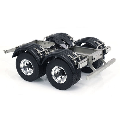 US STOCK 2 Axles 1/14 Metal Trailer with Fifth-wheel Traction for LESU RC Car Truck Model
