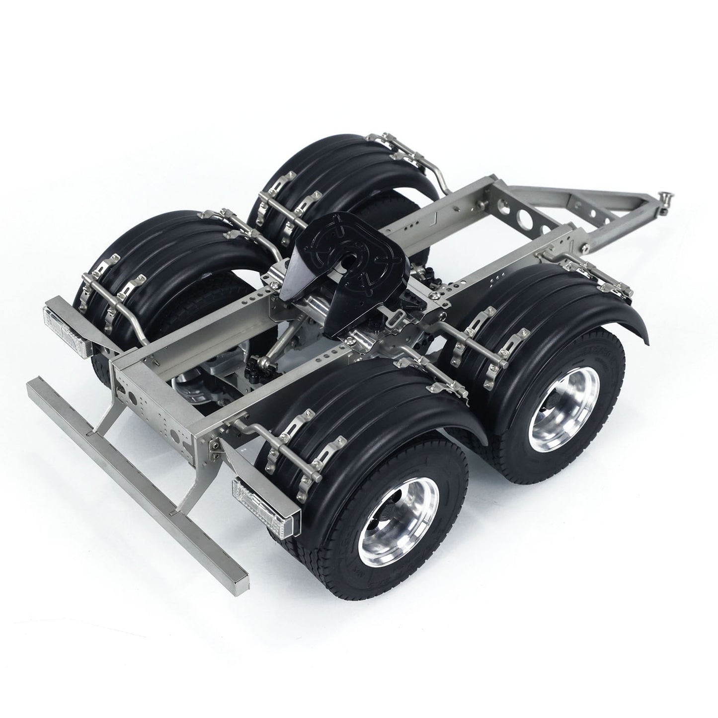 US STOCK 2 Axles 1/14 Metal Trailer with Fifth-wheel Traction for LESU RC Car Truck Model