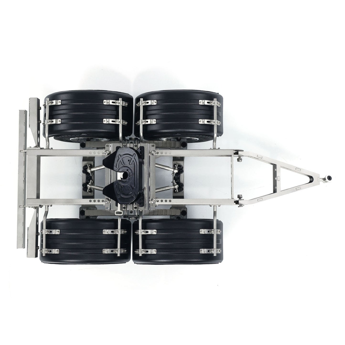 Fast Shipping 2 Axles 1/14 Metal Trailer with Fifth-wheel Traction for LESU RC Car Truck Model
