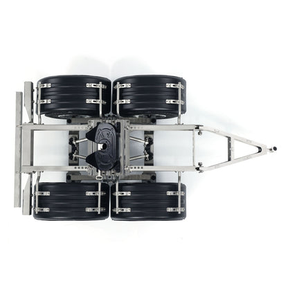 US STOCK 2 Axles 1/14 Metal Trailer with Fifth-wheel Traction for LESU RC Car Truck Model
