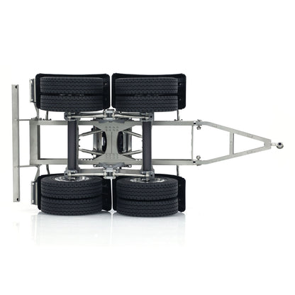US STOCK 2 Axles 1/14 Metal Trailer with Fifth-wheel Traction for LESU RC Car Truck Model