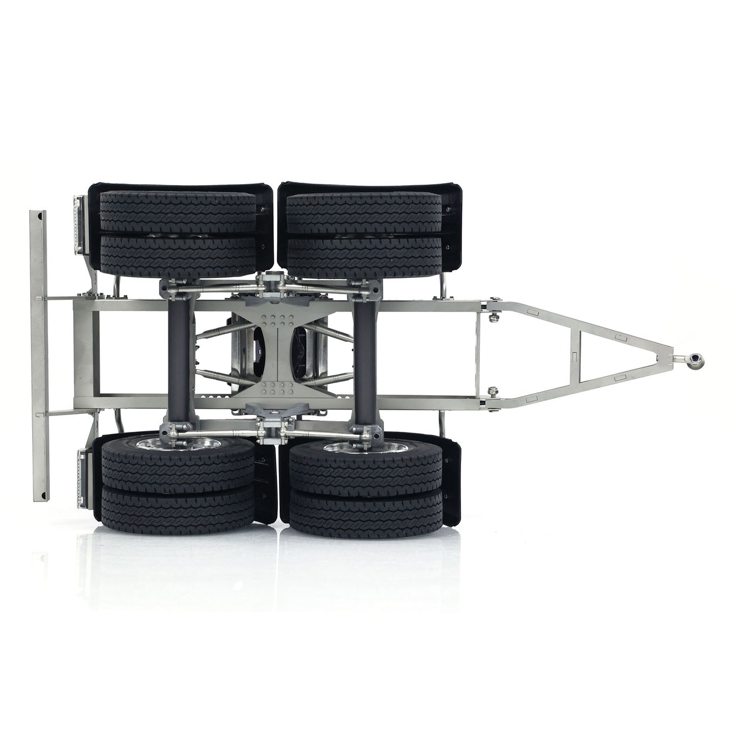 Fast Shipping 2 Axles 1/14 Metal Trailer with Fifth-wheel Traction for LESU RC Car Truck Model