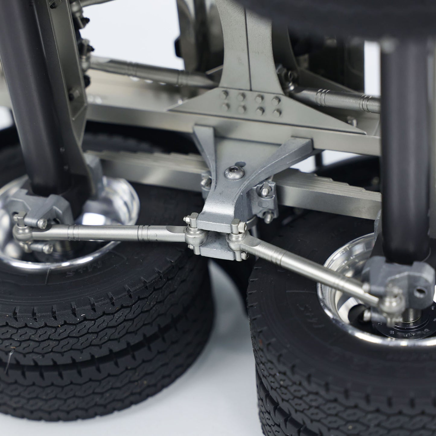 US STOCK 2 Axles 1/14 Metal Trailer with Fifth-wheel Traction for LESU RC Car Truck Model