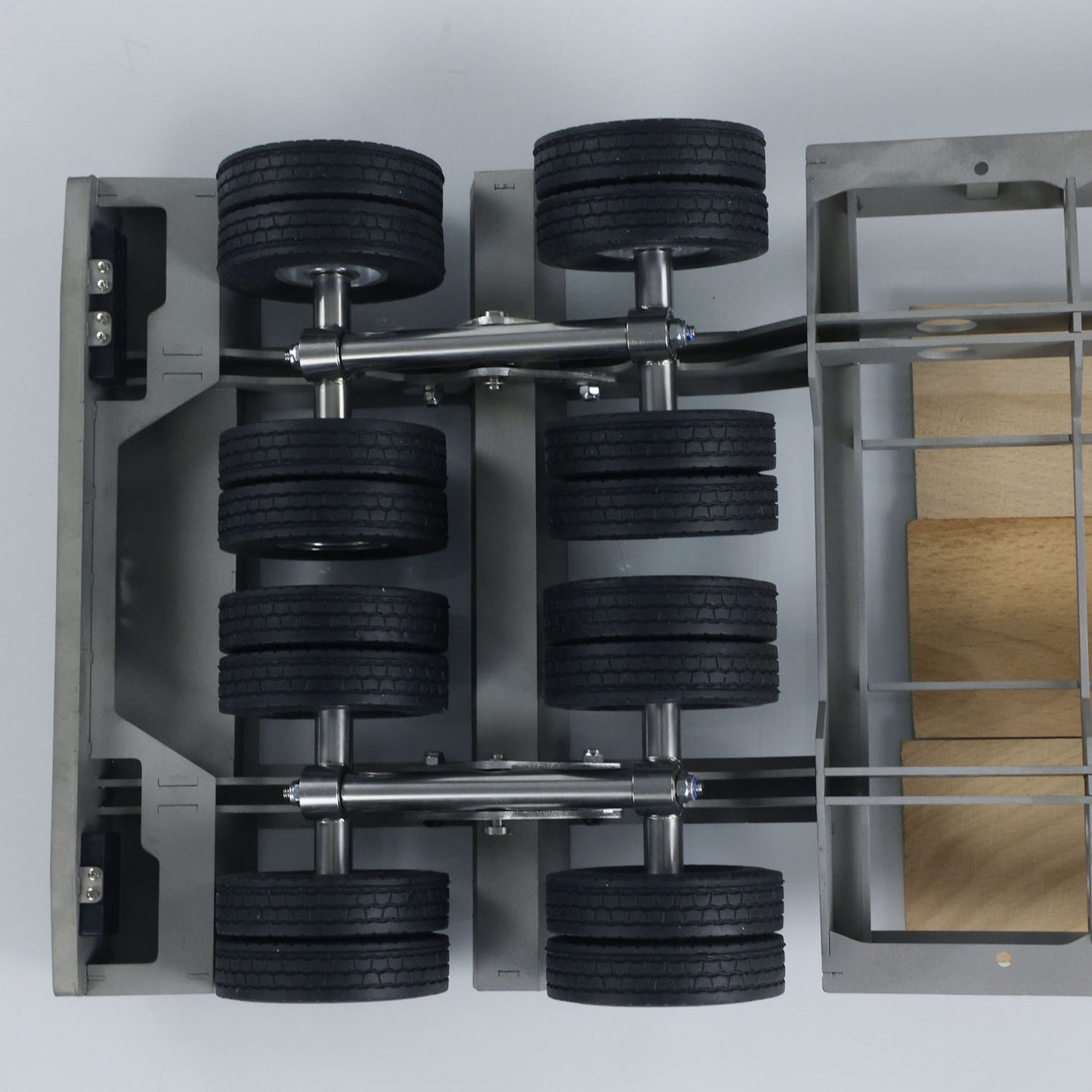 US STOCK LESU 872MM Metal Wood 4Axles Trailer for 1/14 RC TAMIYA Tractor Truck DIY Model