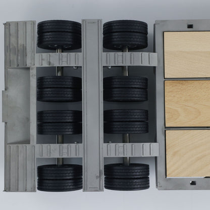US STOCK LESU 872MM Metal Wood 4Axles Trailer for 1/14 RC TAMIYA Tractor Truck DIY Model