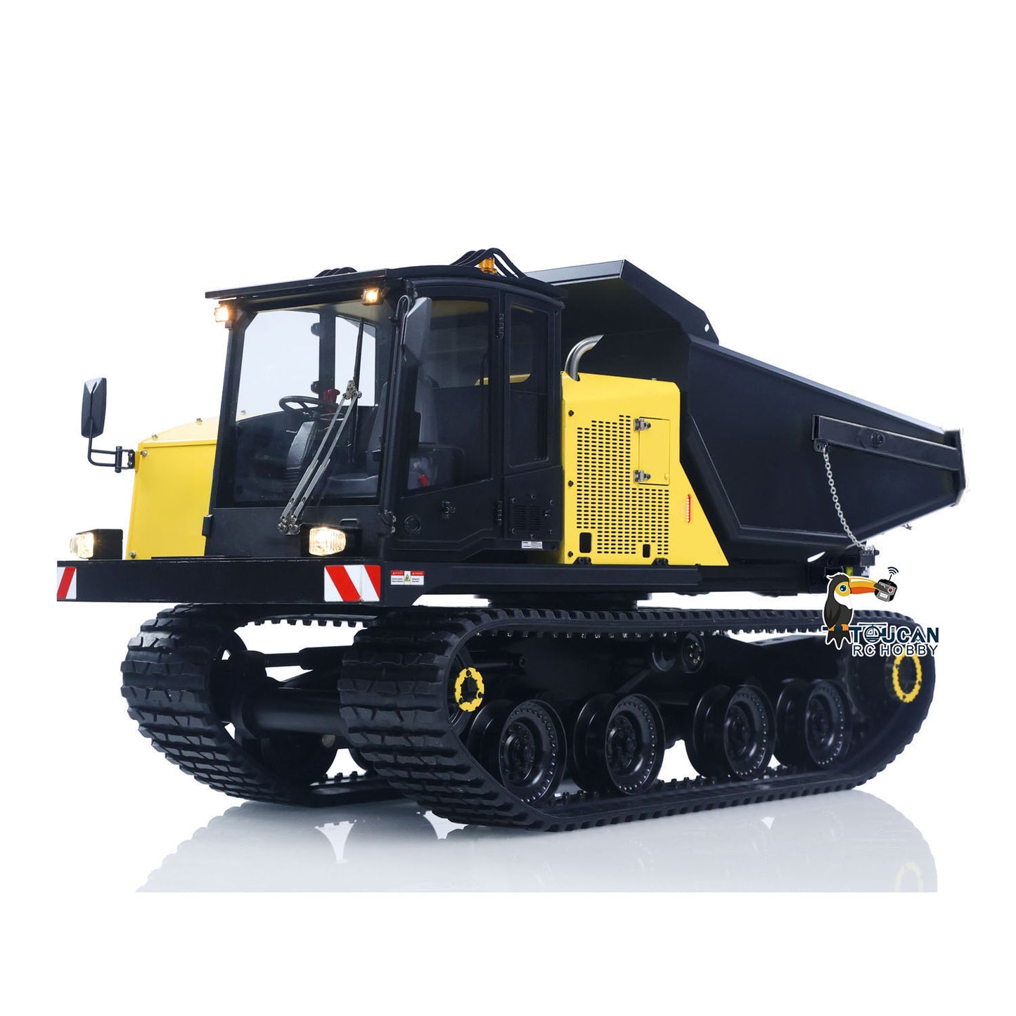 Upgraded Super Frog T14R Panther 1/14 Remote Control Hydraulic Crawler Dumper RC Metal Tracked Tipper Truck Frsky X14 Radio
