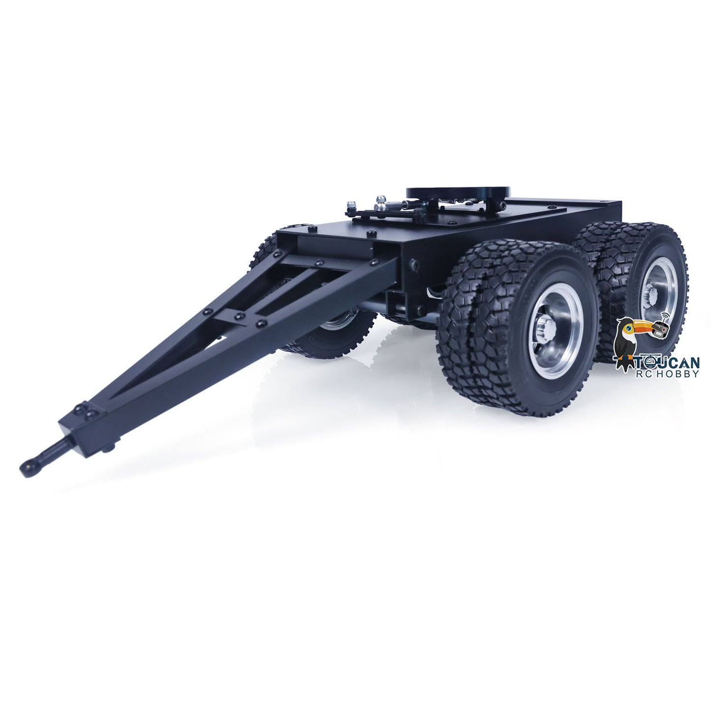 Metal 1/14 2 Axles Trailer with Fifth-wheel Traction for RC Tractor Truck