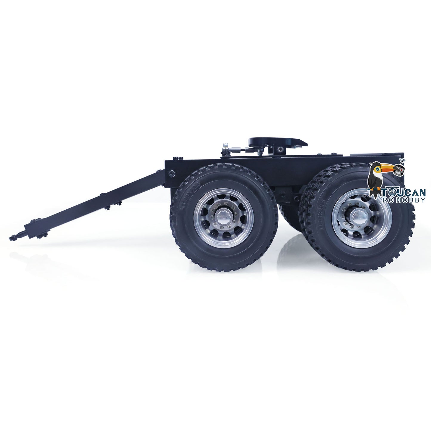 Metal 1/14 2 Axles Trailer with Fifth-wheel Traction for RC Tractor Truck