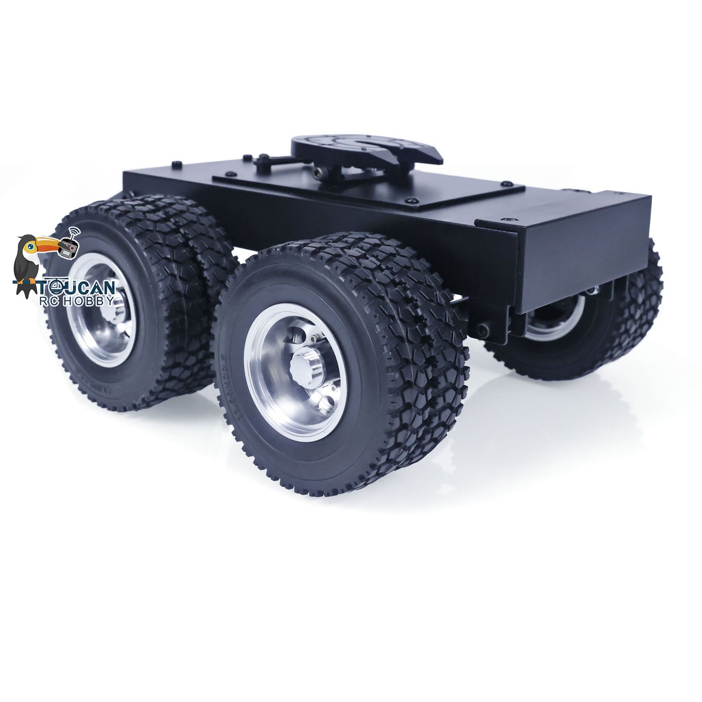 Metal 1/14 2 Axles Trailer with Fifth-wheel Traction for RC Tractor Truck