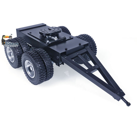Metal 1/14 2 Axles Trailer with Fifth-wheel Traction for RC Tractor Truck