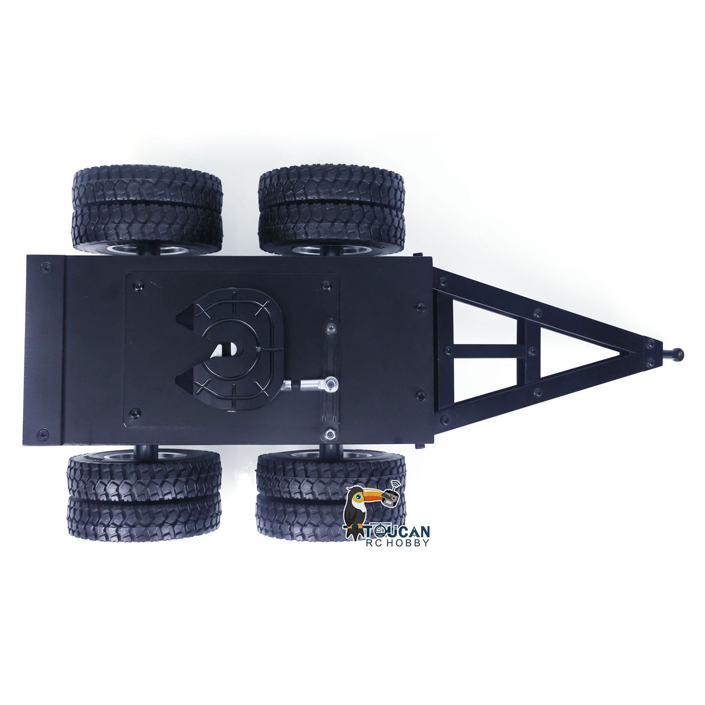 Metal 1/14 2 Axles Trailer with Fifth-wheel Traction for RC Tractor Truck