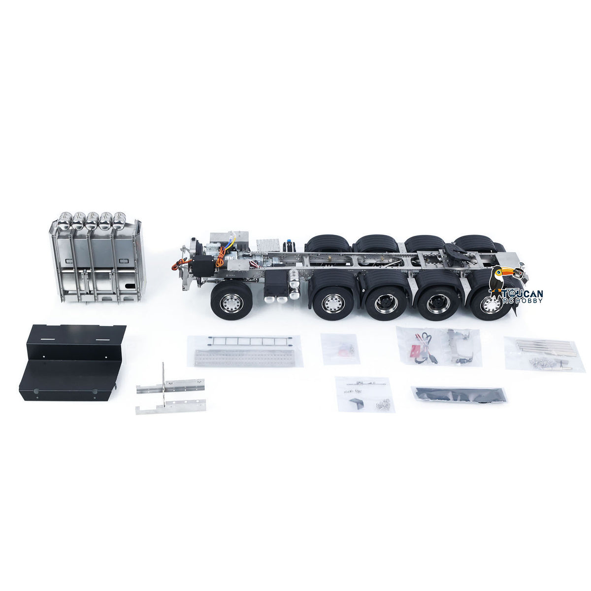 10x10 Metal Chassis for 1/14 RC Tractor Truck R620 770S Remote Control Lorry Car Differential Lock Rear Axle Steering