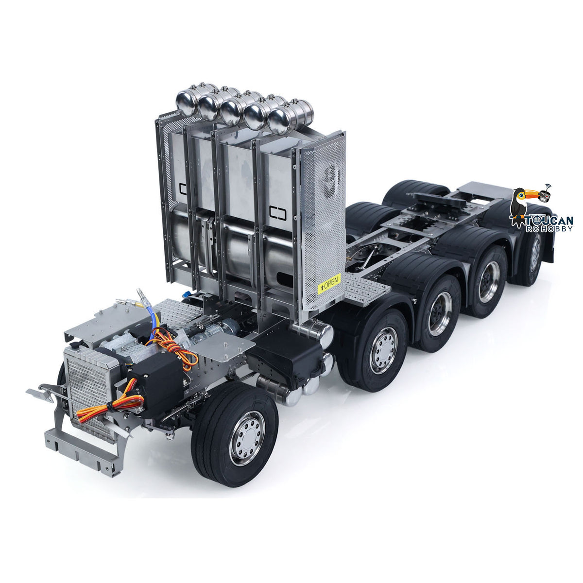 10x10 Metal Chassis for 1/14 RC Tractor Truck R620 770S Remote Control Lorry Car Differential Lock Rear Axle Steering