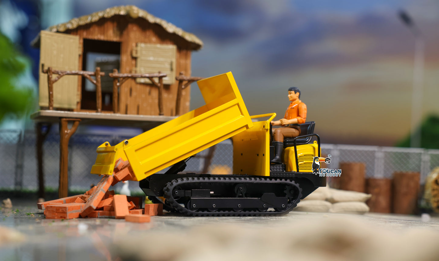 Metal 1/14 Remote Control Hydraulic Crawler Dump Truck RC Tipper Model Engineering Vehicle Light Sound Effect Flysky Radio Construction Machine