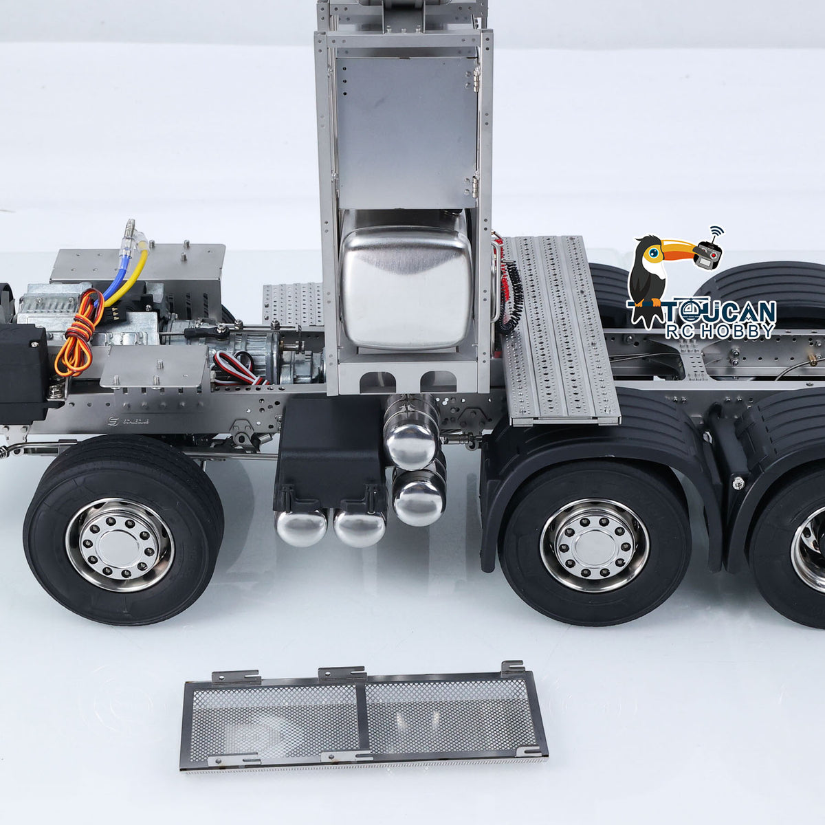10x10 Metal Chassis for 1/14 RC Tractor Truck R620 770S Remote Control Lorry Car Differential Lock Rear Axle Steering