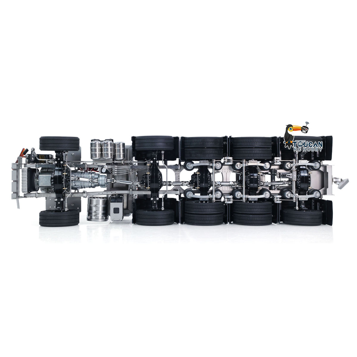 10x10 Metal Chassis for 1/14 RC Tractor Truck R620 770S Remote Control Lorry Car Differential Lock Rear Axle Steering