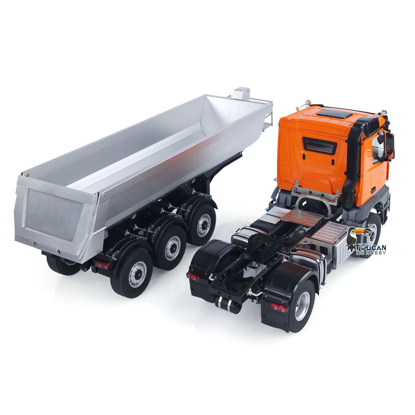 Kabolite 5801 RTR Car 1/14 Scale 4X4 RC Tractor Truck 3Axles AWD With Electric Lifting Hopper Dump Trailer Tipper Battery