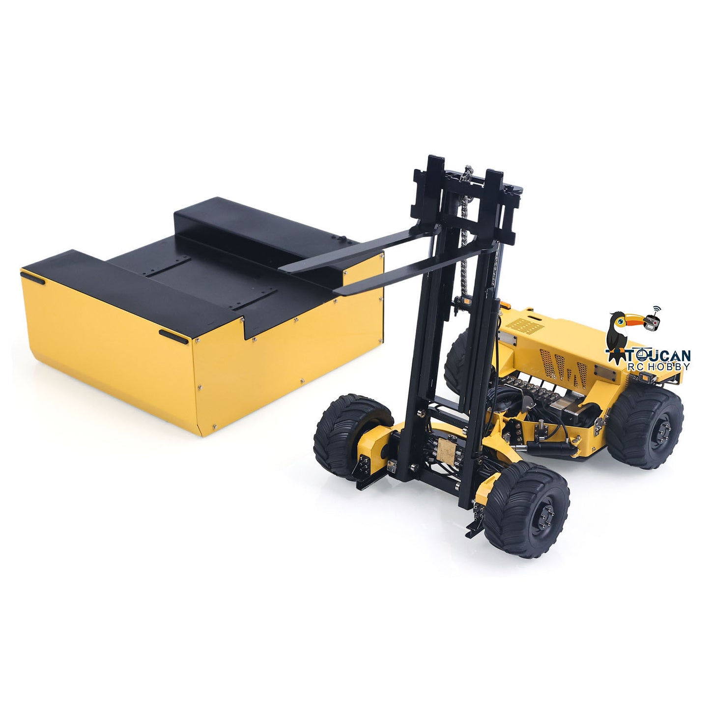Super Frog Metal 1/14 Hydraulic Remote Control Foldable Forklift BM214 5 Valves Lights Sounds Frsky Radio Battery Storage Box