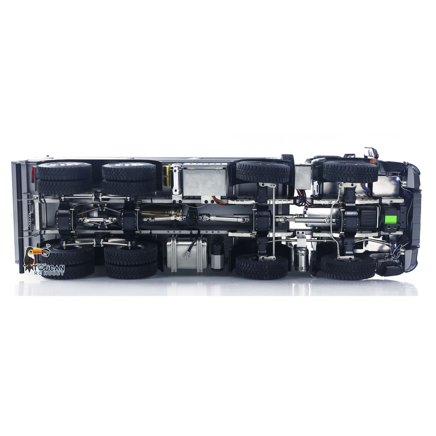 26.4 Inches Metal Chasiss 1/14 RC Hydraulic Dump Truck 2Speed Remote Control Tipper 3363 Axle Locks Flowing Water Light Battery