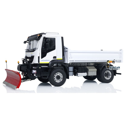Camion à benne basculante hydraulique 4x4 en métal 1/14 RC / Lame à neige / Projecteur
