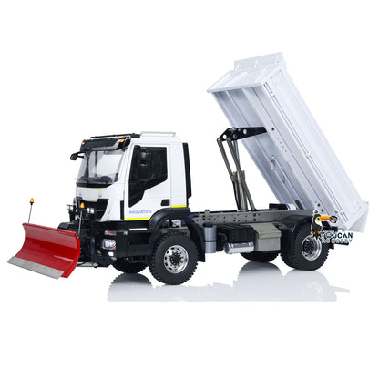 Camion à benne basculante hydraulique 4x4 en métal 1/14 RC / Lame à neige / Projecteur