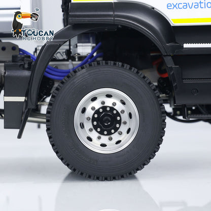 Camion à benne basculante hydraulique 4x4 en métal 1/14 RC / Lame à neige / Projecteur
