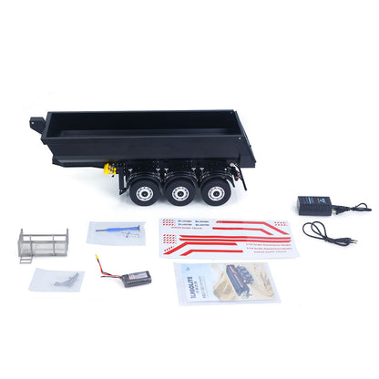 Fast Shipping Kabolite 1/14 Metal Remote Control 3Axles Electric Lifting Semi Trailer Dumper for RC Tractor Truck 770S 100 Battery Charger