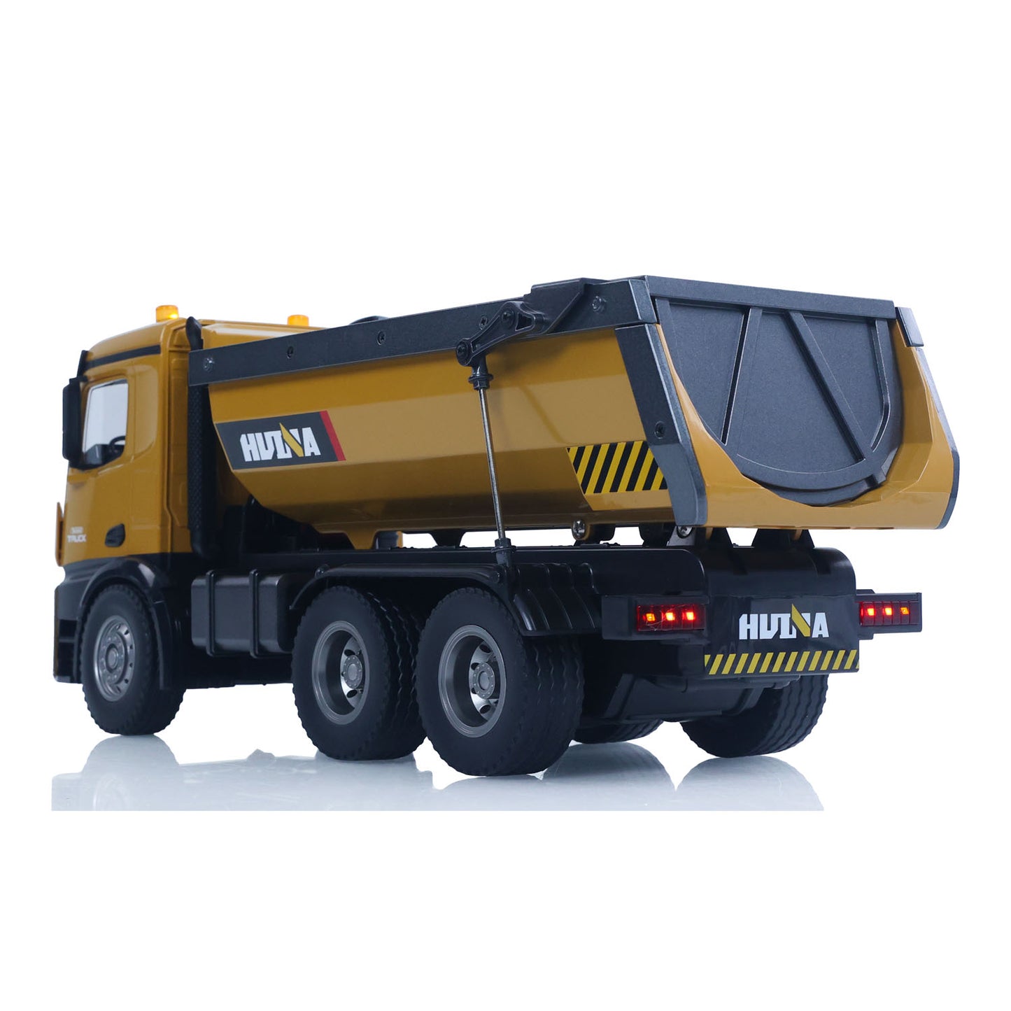 ONLY ONE US STOCK HUINA 1/14 Electric RC Dump Truck 573 Remote Control Tipper Model Vehicle Flowing Water Light Sound Effect 2.4G Radio Battery