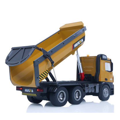ONLY ONE US STOCK HUINA 1/14 Electric RC Dump Truck 573 Remote Control Tipper Model Vehicle Flowing Water Light Sound Effect 2.4G Radio Battery
