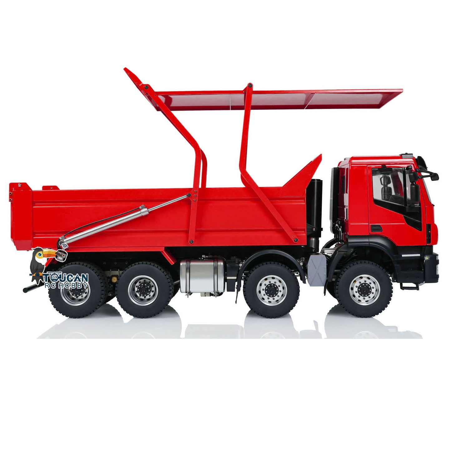 Camion à benne basculante hydraulique PNP assemblé peint en métal 1/14 8x4 avec système sonore et lumineux