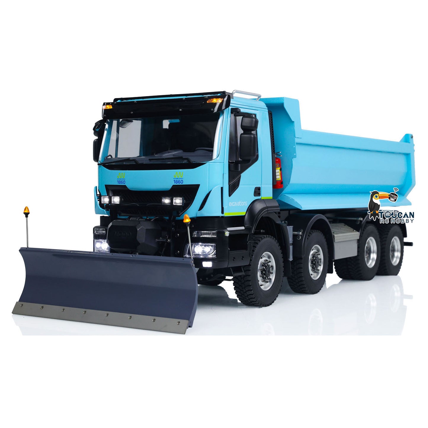 Metal 1/14 Hydraulic RC Dump Truck 8x8 RC Tipper Car Snow Blade