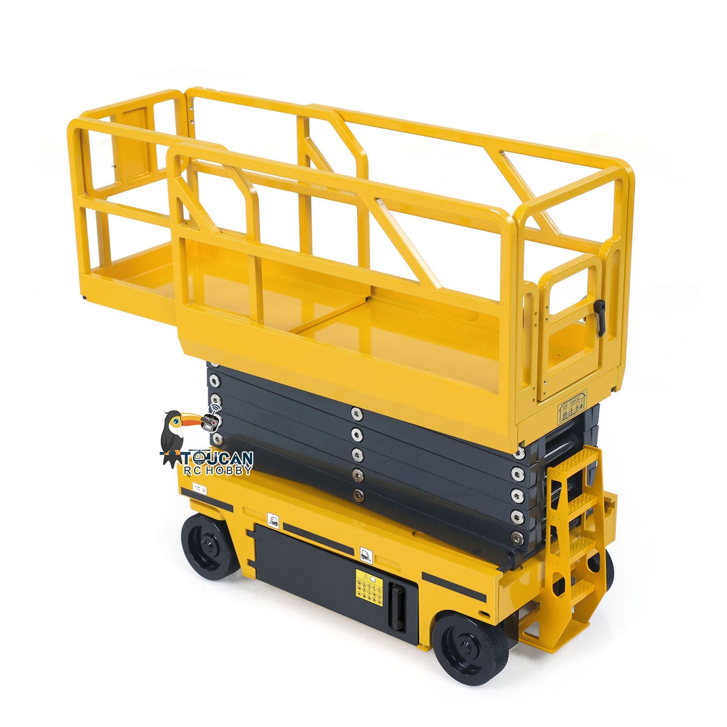 1/14 CNC Metal Remote Control Hydraulic Aerial Work Platform Self-propelled RC Model Reversing Sound Rotating Light Battery