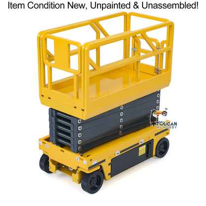 CUT 1/14 Metal RC Hydraulic Scissor Lift Platform Kit Self-propelled Aerial Work Truck Industrial Model No Lights Sounds