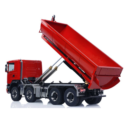 1/14 8*8 RC Hydraulic Dumper Radio Controlled Roll On Off Tipper SC 770S RC Lorry Vehicle Metal Drive Shafts Center Differential FlySky ST8 Radio