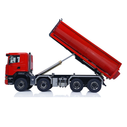 1/14 8*8 RC Hydraulic Dumper Radio Controlled Roll On Off Tipper SC 770S RC Lorry Vehicle Metal Drive Shafts Center Differential FlySky ST8 Radio