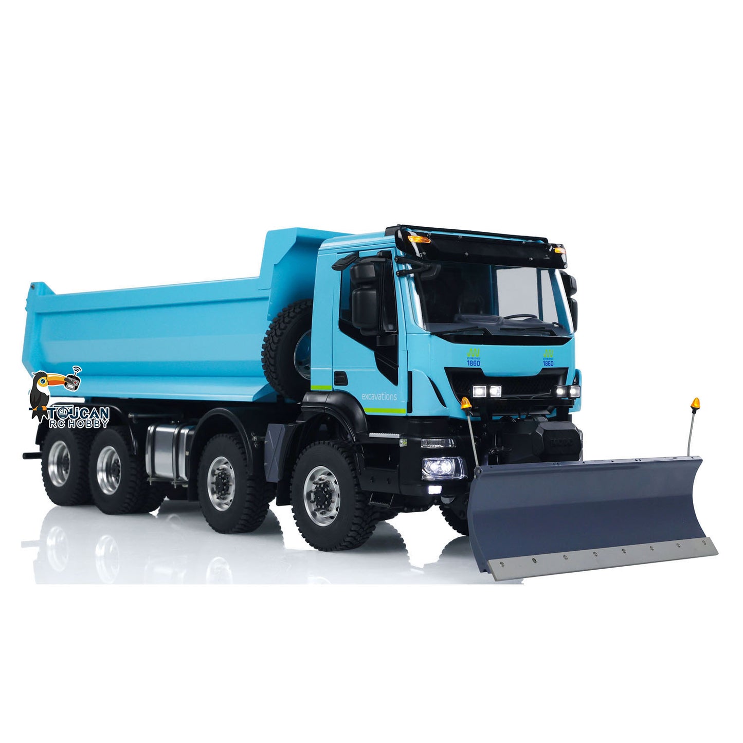 Metal 1/14 Hydraulic RC Dump Truck 8x8 RC Tipper Car Snow Blade