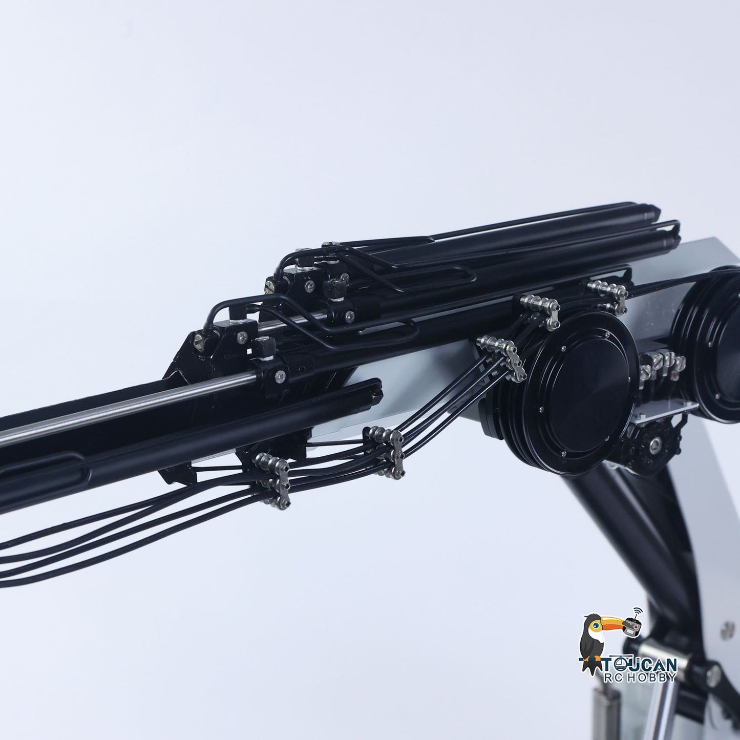 4151 AK Metal 1/14 RC Tractor Truck with Hydraulic Crane Fly Jib Arm Bucket 6*6 Remote Control Farm Car 3Speed Model Lorry Sound