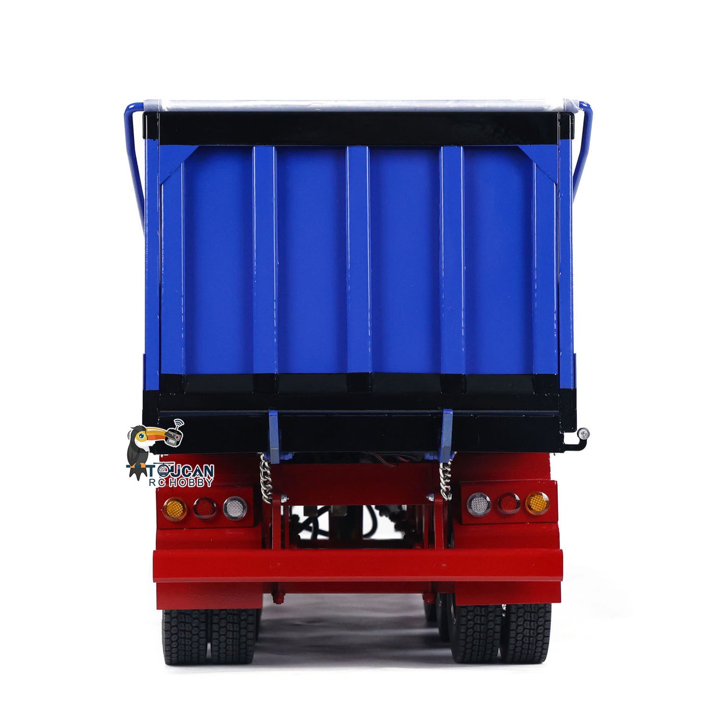Remorque à benne basculante hydraulique à 3 essieux en métal 1/14 avec auvent électrique et camion tracteur RC