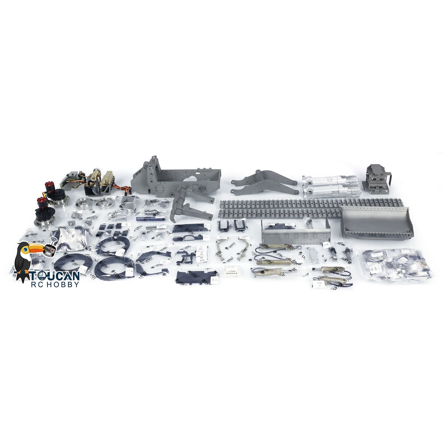 EN STOCK LESU 1/14 636 Chargeur RC à chenilles hydraulique avec kit de crochet de queue arrière