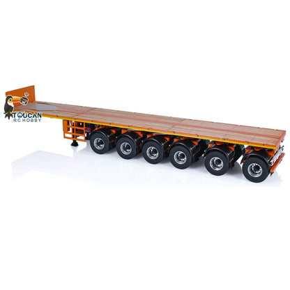 NOOXION 1/14 Fury Bear Metal 6 Axles Flat Trailer for Remote Controlled Tractor Truck